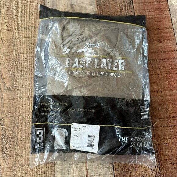 Soffe Mens Lightweight Crew Neck T-Shirts 3-Pack S Tan Cotton/Polyester Blend - Picture 1 of 6